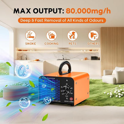 65000MG Ozone Odor Eliminator Generator for Home & Car Orange