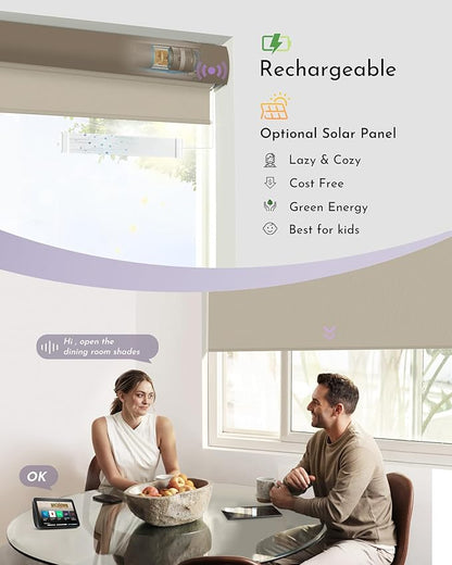 Graywind Motorized Roller Shade Blinds 100% Blackout Shades Cordless Waterproof Remote Control Window Automated Blinds with Valance Custom Size for Smart Home and Office, Coffee