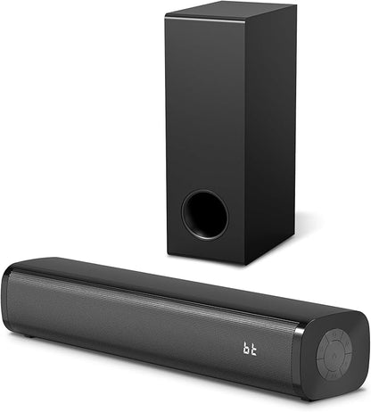 Sound Bar for Smart TV with Wired Subwoofers, 2.1 Channel Small TV Soundbar Speakers, Home Theater Surround Sound System, Bluetooth 5.3/ ARC/Optical/AUX Connectivity