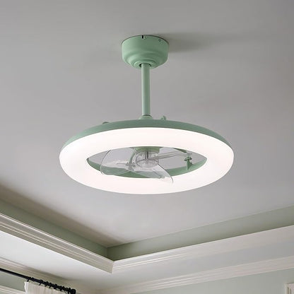 OVAL AIR AIR8001B Piero 21.5" Contemporary Minimalist 6-Speed Metal Mobile-App/Remote-Controlled Dimmable Smart Integrated LED Ceiling Fan Bedroom, Living Room, Dining Room, Pistachio Gelato