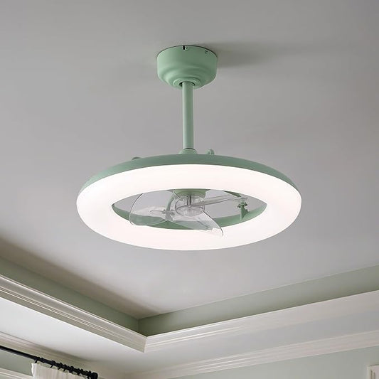OVAL AIR AIR8001B Piero 21.5" Contemporary Minimalist 6-Speed Metal Mobile-App/Remote-Controlled Dimmable Smart Integrated LED Ceiling Fan Bedroom, Living Room, Dining Room, Pistachio Gelato