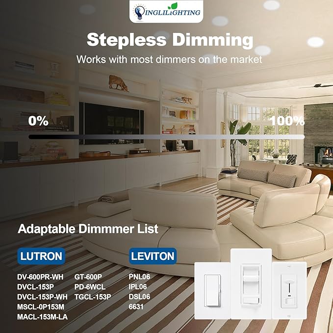 DLLT LED Recessed Ceiling Light: 24 Pack 6 Inch Slim Recessed Lighting for Kitchen - 5CCT Dimmable Canless Wafer Downlight for Living Room - 725LM Brightness 12W 120V Can Lights for Bedroom ETL FCC