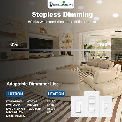 DLLT LED Recessed Ceiling Light: 24 Pack 8 Inch Slim Recessed Lighting for Kitchen - 5CCT Dimmable Canless Wafer Downlight for Living Room - 1800LM Brightness 18W LED Can Lights for Bedroom ETL FCC