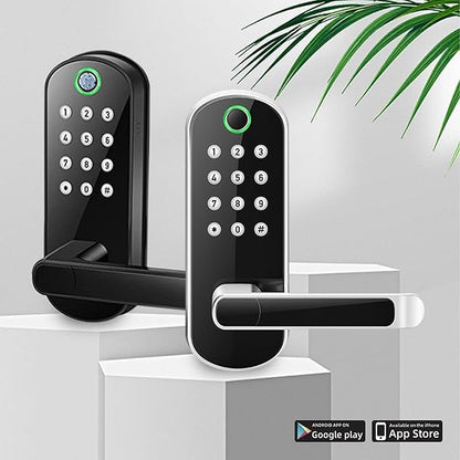 Keyless-Entry Fingerprint Smart Door Lock: LORVIBO Digital Electronic Lock with Code Passcode, Electric Door Knob, Biometric Door Handle, Perfect for Exterior/Interior/Entry/Bedroom Doors (Black)