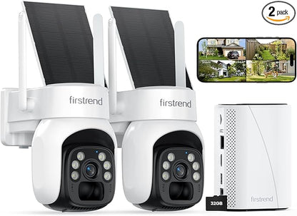 firstrend Solar Security Cameras Wireless Outdoor, 2K Color Night Vision