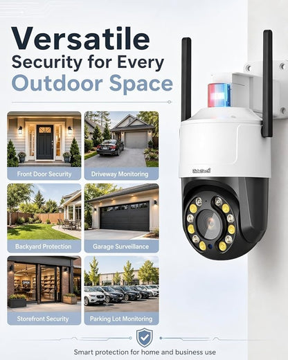 JideTech 5MP Outdoor PTZ WiFi Security Camera, 5X Optical Zoom, Dual Band 2.4G/5G Wireless, Auto Tracking, Human Detection, Color Night Vision, Red & Blue Warning Light, NVR Compatible