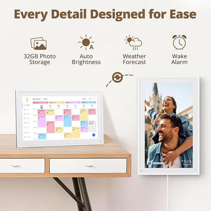 Dragon Touch Digital Calendar 15.6-inch Smart Chore Chart, Home Electronic Wall/Tabletop Calendar with Interactive Display/Touch Screen for Family Schedule Planning, Seamless Data Syncs and APP Access