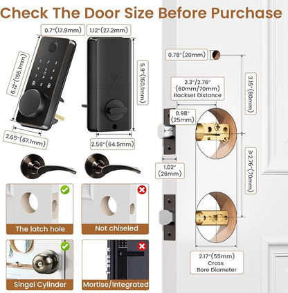 Keyless Entry Door Lock with 2 Handles, Biquole Electronic Keypad Deadbolt