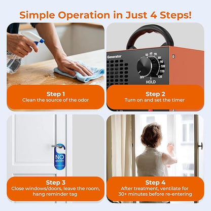Ozone Generator 160,000mg/H with Temp/Humidity Display - 120 Min Timer O3 Ionizer Air Purifier for Large Spaces (5000 Sq.Ft) - Upgraded Ozone Machine for Cars, Homes, Hotels, Kitchens & Pet Areas