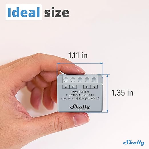 Shelly Wave PM Mini US LR, Z-Wave Long Range Smart Power Meter, 1-Channel 16 A, Compatible with Alexa, Google Home, SmartThings & Home Assistant, Bulletproof Security