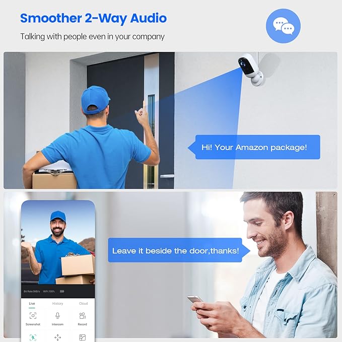 Security Cameras Wireless Outdoor, 3MP Security Camera with Magnetic Base, IP65 Waterproof, 2-Way Talk, AI Motion Detection Spotlight Siren Alarm Cameras for Home Security