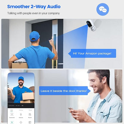 Security Cameras Wireless Outdoor, 3MP Security Camera with Magnetic Base, IP65 Waterproof, 2-Way Talk, AI Motion Detection Spotlight Siren Alarm Cameras for Home Security