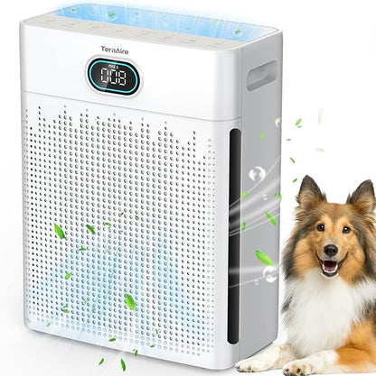 Air Purifiers for Home Cover Up to 2200 Ft², H13 HEPA Air Purifier with Washable Pre-filter, Pet mode, PM 2.5 Air Quality Monitor Fragrance Sponge for Smoke, Odor, Dander, Pollen (White)
