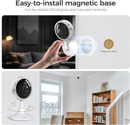 ARPHA 4K Indoor Security Camera, WiFi Pet Camera for Home Security with PIR Human Detection, Sound Detection, Night Version Two-Way Talk, Support TF Card & Cloud Storage