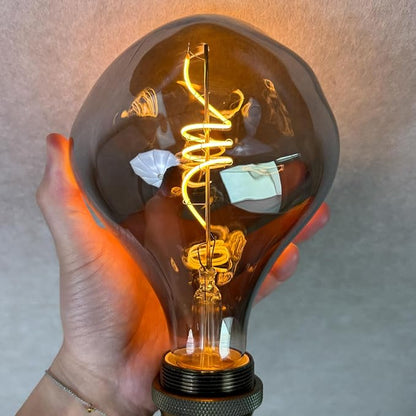 G40 LED Edison Bulb, Smoke Gray Hand-Blown Hard Glass, 4W (25W Incandescent Equivalent), 110-130V, E26, 2000K Warm Yellow Light, 200LM, Dimmable, for Indoor Decorative Lighting (Alien)