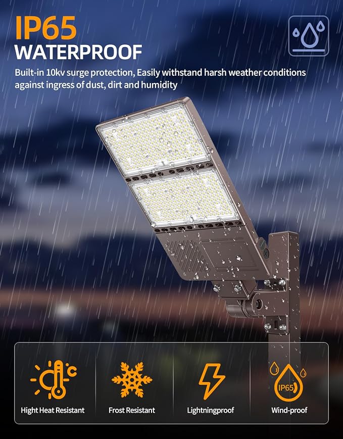 9 Pack 480V LED Parking Lot Light 320W/256W/192W 48000LM LED Shoebox Light with Photocell ETL Listed Flood Lights Arm & Slip Fit Mount 5000K IP65 AC277-480V for Street Roadway