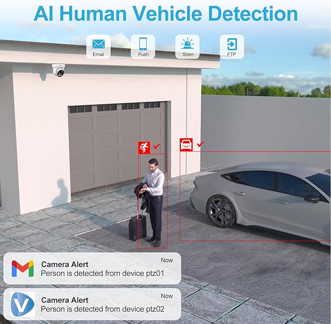 Anpviz 6MP PoE PTZ Camera Outdoor, 5X Optical Zoom 2.7~13.5mm Lens, Pan Tilt Zoom IP Security Camera Human Vehicle Detection, Spotlight&Sound Alarm, SD Card Slot, NDAA, PTZIP30A60WD-SA-5X (U Series)