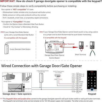 Smart WiFi Video Intercom & Doorbell Tuya Access Control System, All-Metal Fingerprint Keypad 1080P Night Vision Camera, Video Monitoring, Fingerprint/Password/Card/Tuya APP Remotely Unlock