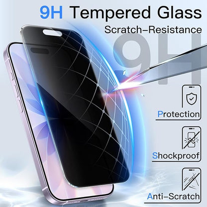 JETech 360 Degree Privacy Screen Protector for iPhone 17 6.3-Inch, 4-Way Anti-Spy Tempered Glass Film with Easy Installation Tool, 2-Pack