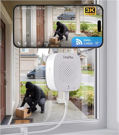 LongPlus 3K 5MP Window Security Camera, Safeview Camera with Night Vision