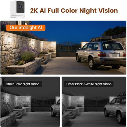 Window Camera, 3MP 2K Indoor Cameras for Home Security with Mounting Sticker,AI Color Night Vision, Person & Motion Detection,Support 2.4GHz & 5GHz WiFi