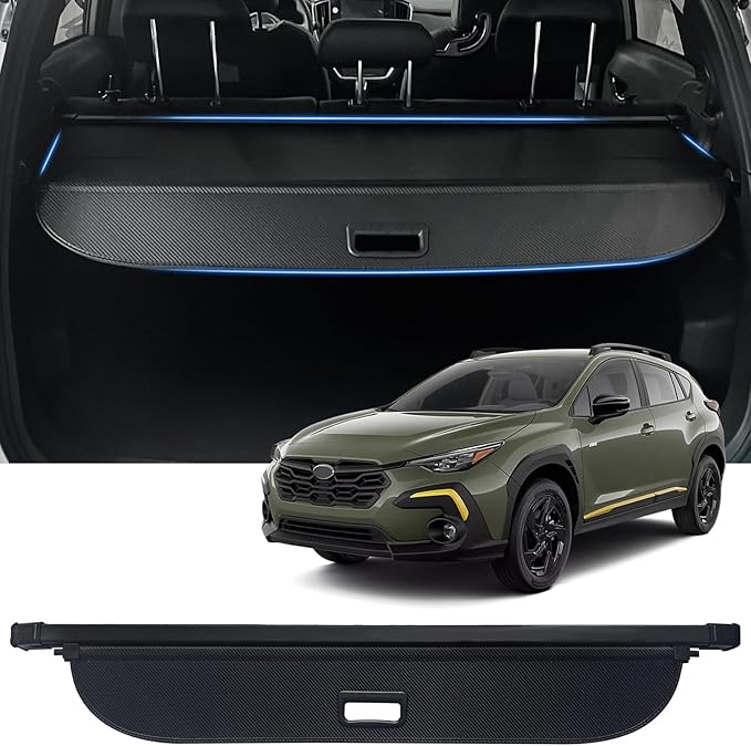 AUXKO Retractable Cargo Cover for 2026-2024 Subaru Crosstrek, Trunk Cargo Cover Luggage Security Shade Cover for Subaru Crosstrek 2025 Shielding Shade Anti-Peeping Luggage Privacy Screen, Carbon Fiber