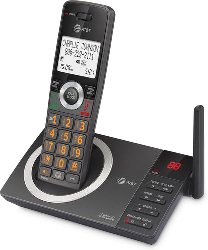 AT&T DECT 6.0 Cordless Expandable Home Phone with Large Display and Big Buttons, Answering Machine, Smart Call Blocker, Extended Range, Caller ID, Speakerphone, Intercom: CL82118 (Charcoal Black)