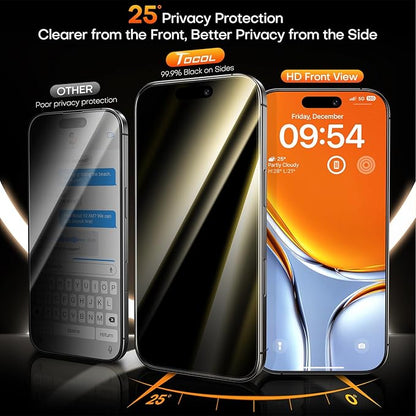 TOCOL for iPhone Air Privacy Screen Protector 6.6 inch 9H Hardness Military Grade Shatterproof HD Tempered Glass for Full Coverage Easy Installation 2 Pack