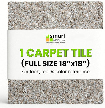 Smart Squares Easy Street Premium Plush Carpet Tiles, Made in USA – 18x18 Peel and Stick Floor Tiles with Attached Padding – Seamless DIY Carpet Squares (2.5 Sq Ft, 1 Tile, 815 Iron Frost)