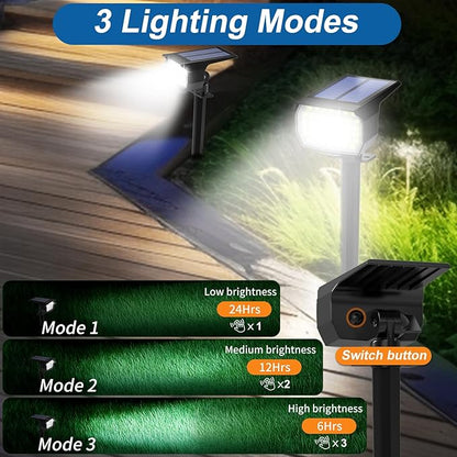 WENATY Solar Spot Lights Outdoor Waterproof IP65, 12 Pack Landscape Spotlights with 46 LEDs, 3 Modes Auto On/Off Solar Powered Flood Lights for Outside Pathway, Yard, Garden, Walkway (Cool White)