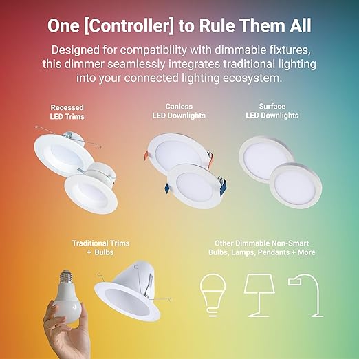 HALO Pure Smart Wi-Fi Dimmer Switch for Traditional Non Smart Dimmable Lights, 120V Hardwired Single Pole 3-Way Compatible with Alexa Google Assistant Voice Control - SWW-DIM-WH