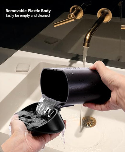 Ginsco Mini Car Trash Can with Lid, Small Car Garbage Can, Cute Leakproof ABS Car Trash Bin, Car Accessories for Interior, Garbage Bin for Car, Home, Office with 60pcs Trash Bags Black
