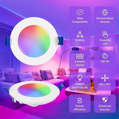 Xsky Smart Recessed Zigbee 3.0 Lighting 4 inch 4 Pack RGBCW Dimmable, Downlight. Compatible with Alexa/Home Assistant/SmartThings 10W 750LM 16 Million Colors, Dimmer Switch Include