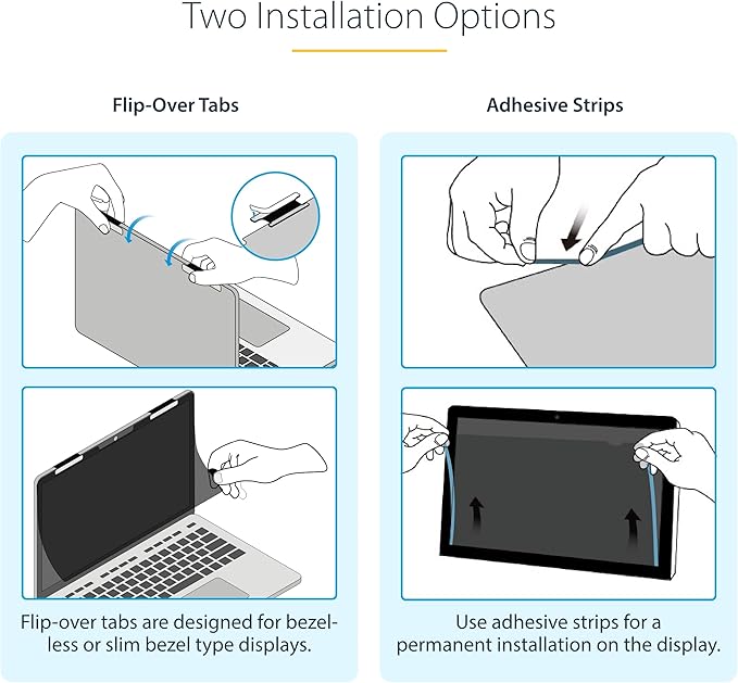 StarTech.com 14-inch 16:9 Flip-Over Privacy Screen with Touch, Laptop Security Shield, Anti-Glare Blue Light Filter