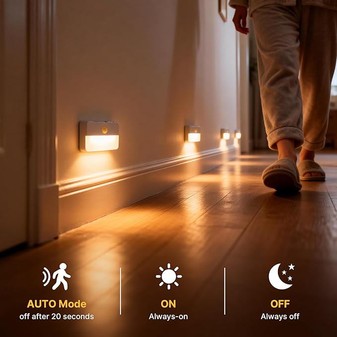 9 Pack Rechargeable Motion Sensor Stair Lights Indoor, Automatic Activated LED Night Light Wireless Battery Powered Portable Hallway Step Toilet Closet Lamp for Bedroom Kitchen