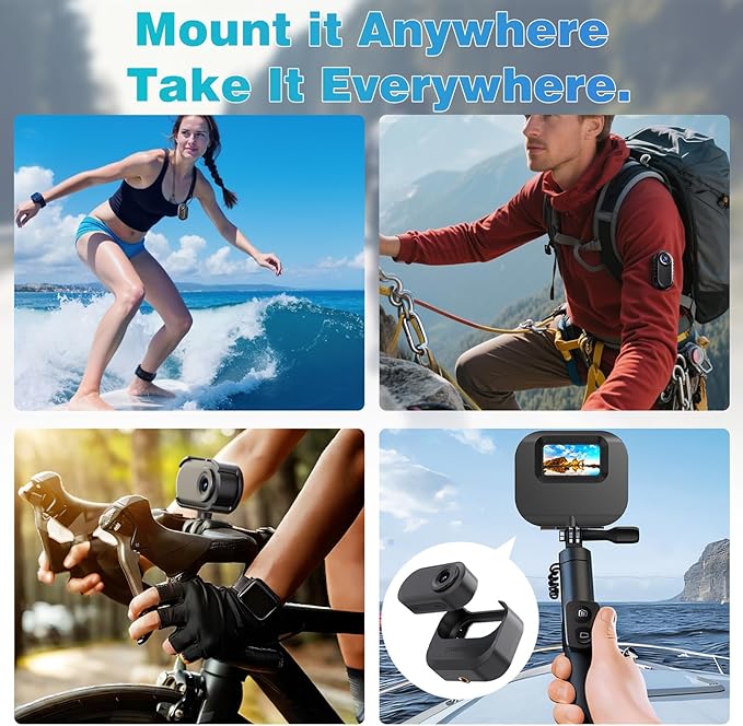 Mini Body Camera,Wearable Action Camera,Magnetic Worn Camera for Shirt,Thumb Size Hands Free Recording Necklace Body Cam for Pets,Travel,Work,Water Sports,Outdoor Adventures(Black, 64GB)