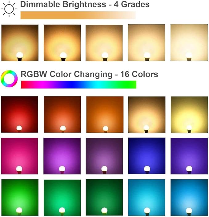 Color Changing Light Bulb - Lampshade Buld Head with Multicolors RGB, E27 Screw Base Bulb | 5W Color Changing Light Bulbs E27 Base Smart Light Bulbs Remote Controled for Lamps Decoration Household