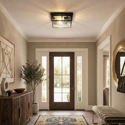 Modern Farmhouse Square Flush Mount Ceiling Light Fixtures,12 inch,4-Light