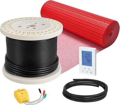 VEVOR Floor Heating Mat System, 120 sqft 120V, Decoupling Membrane, Smart Thermostat & Alarm, Easy Install for Tile, Stone & Vinyl Flooring