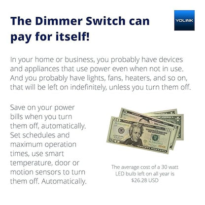 YoLink Smart Dimmer Switch, Alexa, Google, IFTTT Integration, Neutral Wire & YoLink Hub is Required