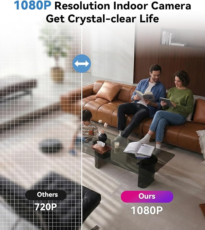 1080P HD Wireless WiFi Indoor Camera Smoke Detector for Home Security with App Control & Motion Detection,Outdoor Camera with Night Vision & Loop Recording for Office/Garage/Shop,Easy to Use & Install