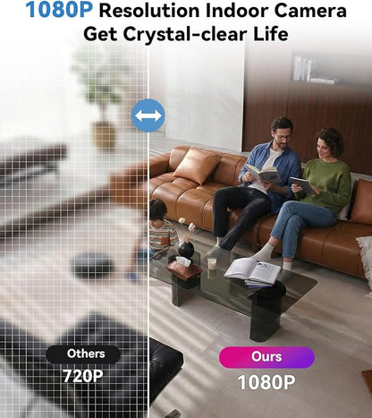 1080P HD Wireless WiFi Indoor Camera Smoke Detector for Home Security with App Control & Motion Detection,Outdoor Camera with Night Vision & Loop Recording for Office/Garage/Shop,Easy to Use & Install