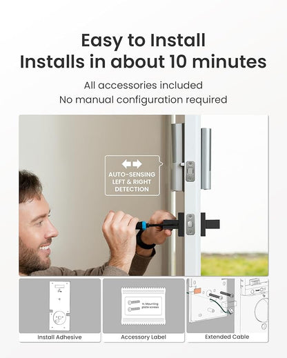 DESLOC Smart Lock K120 with GPT 3D Fingerprint, 15,000mAh Battery (Up to 16 Months), Keyless Entry Door Lock with Built-in WiFi, IP65 BHMA Grade 3 Deadbolt for Home, Rental & Airbnb, Silver