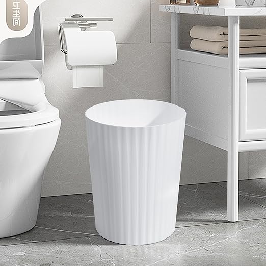 Versatile 2 Gallon Plastic Trash Can - The Compact Bin for Bathroom, Kitchen, or Home Office - White