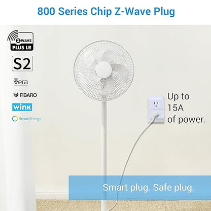 New One Zwave Plug 2 Pack, 800 Series Z-Wave Smart Plug, Zwave Outlet S2, Z Wave Extender, Z-Wave Hub Required, Compatible with Hubitat, SmartThings, Vera, Wink, Fibaro, Homeseer, 2GIG, Alarm