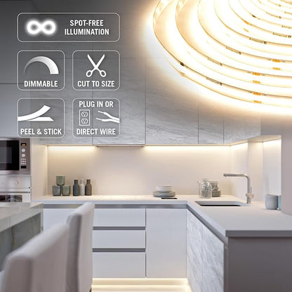Armacost Lighting RibbonFlex LUX AC Dimmable White COB LED Strip Light Kit Soft White 3000K 421570