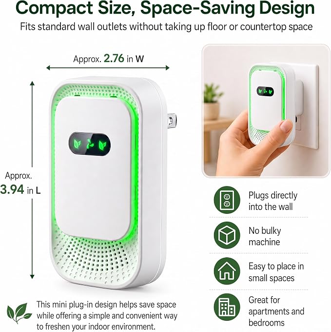 6 Pack Plug in Air Purifier,Quiet Air Ionizers for Home and Pet Odors