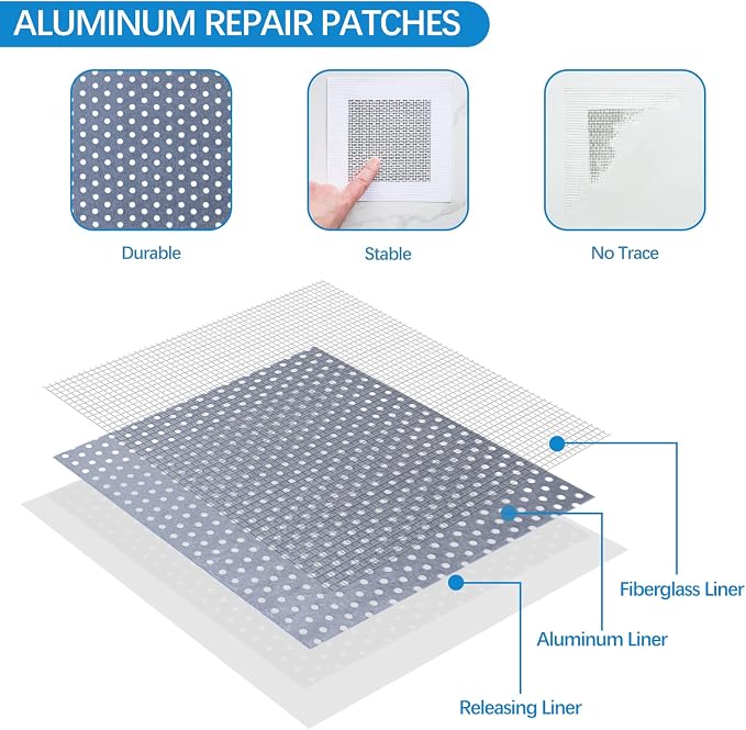 Drywall Repair Kit,Drywall Hole Patch Repair Kit to Fix Wall Surface Holes and Creak Damage with White Repair Putty 17OZ,8PCS Aluminum Repair Patchs,Scraper,Sanding Pad Fill Quick and Easy Solution