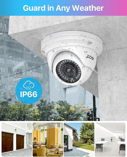 ZOSI 8CH 4K PoE Home Security System with 2TB HDD, 8pcs 3K 5MP Weatherproof Metal Outdoor Indoor PoE Cameras, Night Vision, Motion Detection, Remote Access, 8MP Surveillance NVR for 24/7 Recording