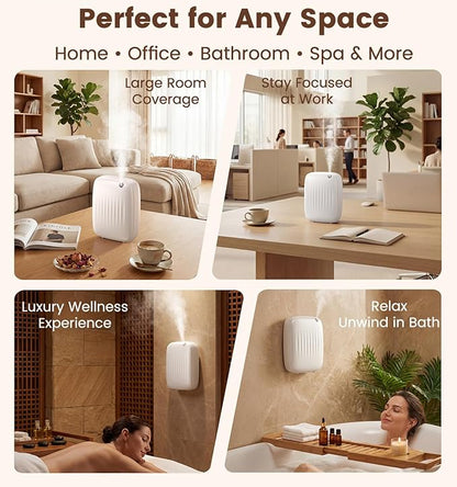 Ziweo Waterless Essential Oil Diffuser - Whole-Home Scent Cold Air Diffuser Up to 3000sq.ft for Large Home Office Hotel - Adjustable Intensity & Time, App & Panel Control - Quiet, Wall Amount - 400ml